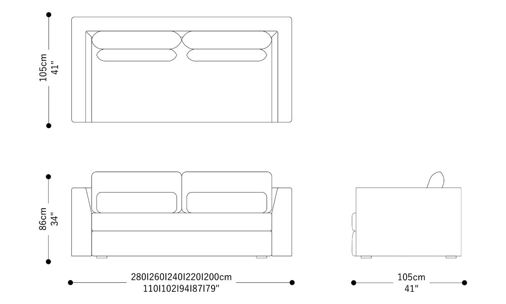 Image of the main dimensions of the product